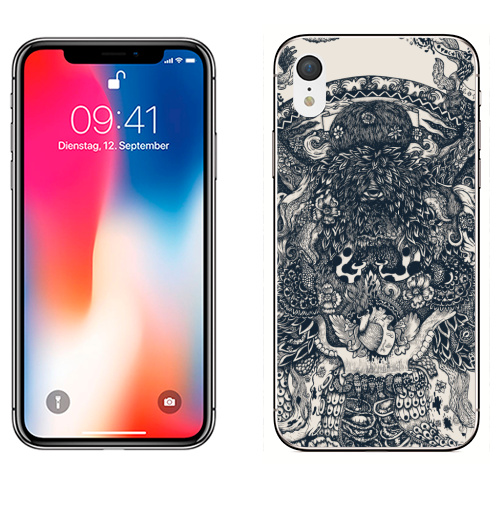 Наклейка на Телефон Apple iPhone XR Морское чудовище,  купить в Москве – интернет-магазин Allskins, сюрреализм, графика, осьминог, щупальца, темный, треугольник, глаз, монстры