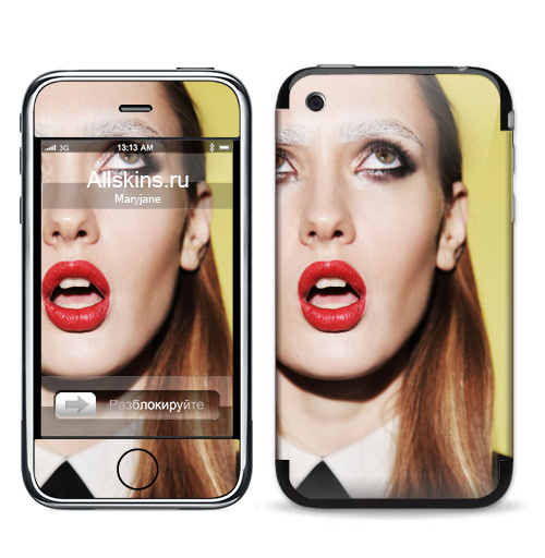 Наклейка на Телефон Apple iPhone 3G, 3Gs Брови белые,  купить в Москве – интернет-магазин Allskins, фотография, модели, секс