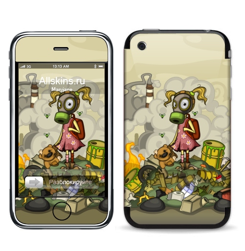 Наклейка на Телефон Apple iPhone 3G, 3Gs Загрязнение,  купить в Москве – интернет-магазин Allskins, смог, мир, загрязнение, мусор, отходы, детские