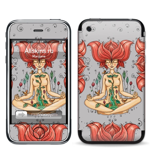 Наклейка на Телефон Apple iPhone 3G, 3Gs Пора цветения,  купить в Москве – интернет-магазин Allskins, девушка, цветы, весна, настроение, птицы