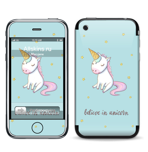 Наклейка на Телефон Apple iPhone 3G, 3Gs Превращение в единорога,  купить в Москве – интернет-магазин Allskins, милые животные, единорог, персонажи, улыбка, радость, прикол, мило, животные, фразы