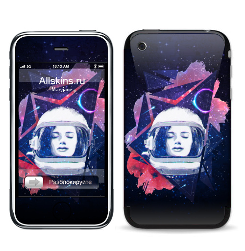 Наклейка на Телефон Apple iPhone 3G, 3Gs Когда ты просто космос,  купить в Москве – интернет-магазин Allskins, космос, девушка, звезда, музыка
