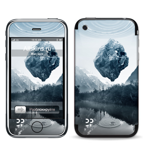 Наклейка на Телефон Apple iPhone 3G, 3Gs Будущее,  купить в Москве – интернет-магазин Allskins, лес, земля, река, будущее, футуризм, эвентумпремо, камни, горы