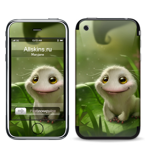 Наклейка на Телефон Apple iPhone 3G, 3Gs Лягушка выздоровела,  купить в Москве – интернет-магазин Allskins, милые животные, лягушка, белая, пушистая, животные, глаз, мило, красота, реализм, выздоровела