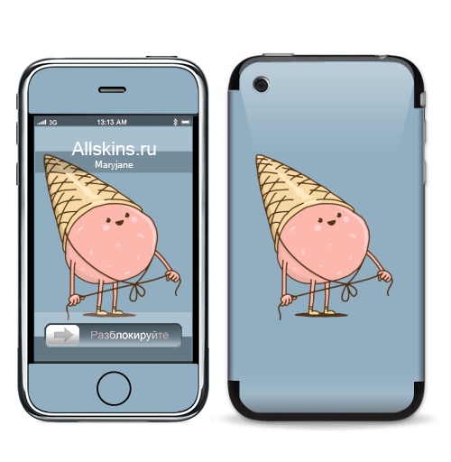 Наклейка на Телефон Apple iPhone 3G, 3Gs Любимая шапка,  купить в Москве – интернет-магазин Allskins, мороженое, еда, детские
