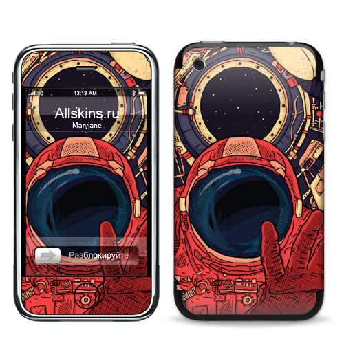 Наклейка на Телефон Apple iPhone 3G, 3Gs Гиперпространство,  купить в Москве – интернет-магазин Allskins, космос, комиксы, красный, контурный, звезда, космический