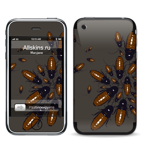 Наклейка на Телефон Apple iPhone 3G, 3Gs Обед нагишом,  купить в Москве – интернет-магазин Allskins, текстура, паттерн, насекомые, монстры, таракан, 300 Лучших работ