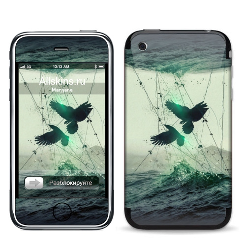 Наклейка на Телефон Apple iPhone 3G, 3Gs Концепт арт абстракция,  купить в Москве – интернет-магазин Allskins, ворона, абстракция, концепт, цифровая, живопись, блики, движение, мода, брызги