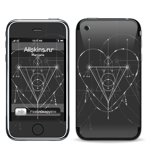 Наклейка на Телефон Apple iPhone 3G, 3Gs Сакральная любовь,  купить в Москве – интернет-магазин Allskins, сакральное, геометрия, космос, геометрический