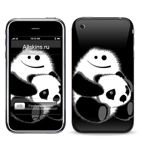 Наклейка на Телефон Apple iPhone 3G, 3Gs Привет!,  купить в Москве – интернет-магазин Allskins, панда, безбашенная, белый, черный, 300 Лучших работ