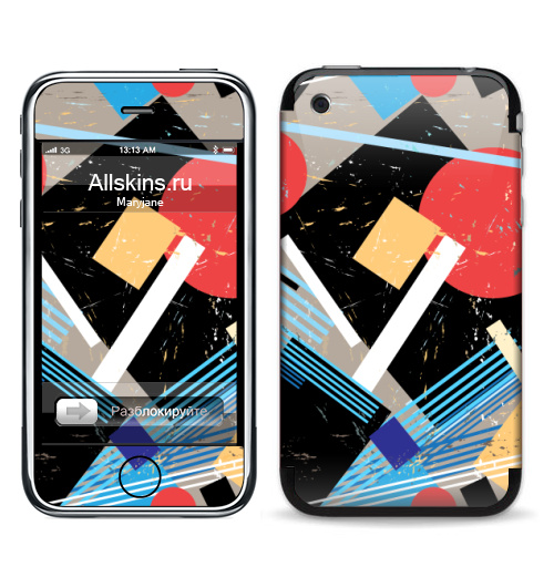 Наклейка на Телефон Apple iPhone 3G, 3Gs Авангард,  купить в Москве – интернет-магазин Allskins, графика, абстракция, мода, авангард, геометрия, паттерн, ткань
