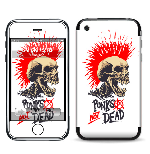 Наклейка на Телефон Apple iPhone 3G, 3Gs Punk not dead,  купить в Москве – интернет-магазин Allskins, панк, punknotdead, rock, череп