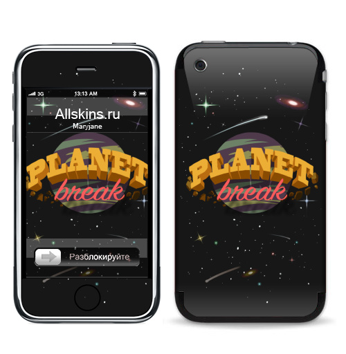 Наклейка на Телефон Apple iPhone 3G, 3Gs ПЛАНЕТА БРЕЙК,  купить в Москве – интернет-магазин Allskins, космос, hiphop, break