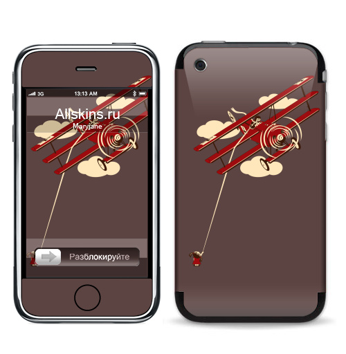 Наклейка на Телефон Apple iPhone 3G, 3Gs Pilot,  купить в Москве – интернет-магазин Allskins, 300 Лучших работ, девушка, самолет, военные, детские, мужские