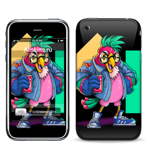 Наклейка на Телефон Apple iPhone 3G, 3Gs Попугай Кешью,  купить в Москве – интернет-магазин Allskins, милые животные, персонажи, птицы, кеды, хулиган, мультфильмы