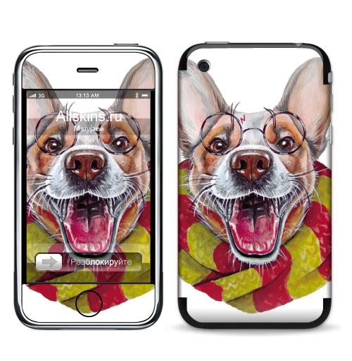 Наклейка на Телефон Apple iPhone 3G, 3Gs Гарри Дог Плоттер,  купить в Москве – интернет-магазин Allskins, крутые животные, Гарри, собаки