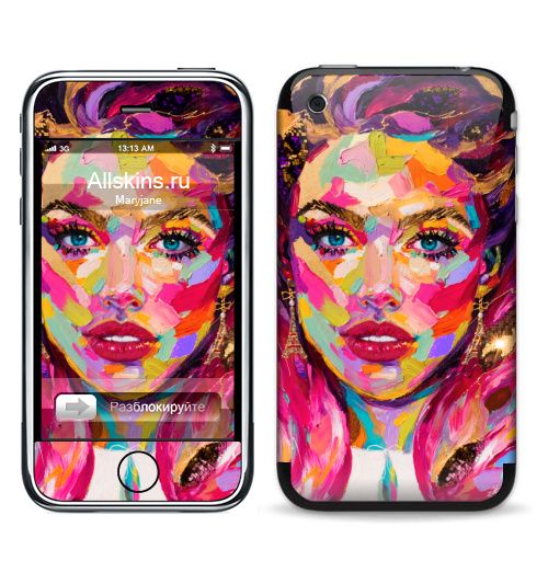 Наклейка на Телефон Apple iPhone 3G, 3Gs Эмили,  купить в Москве – интернет-магазин Allskins, девушка, нежно, красота, плакат, образ, глаз, Париж