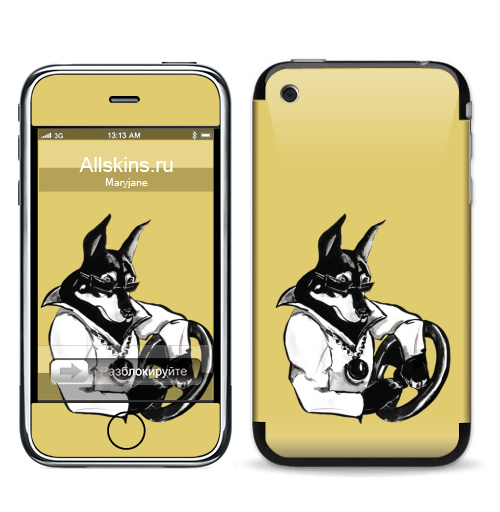 Наклейка на Телефон Apple iPhone 3G, 3Gs Крутыш ,  купить в Москве – интернет-магазин Allskins, собаки, черно-белое, персонажи, dog, cool