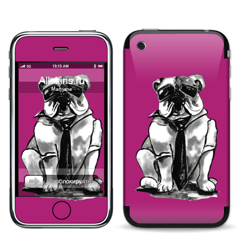 Наклейка на Телефон Apple iPhone 3G, 3Gs Гроза района,  купить в Москве – интернет-магазин Allskins, собаки, персонажи, графика, розовый, прикол, круто