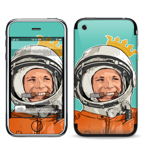Наклейка на Телефон Apple iPhone 3G, 3Gs Гагарин,  купить в Москве – интернет-магазин Allskins, космос, космонавтика