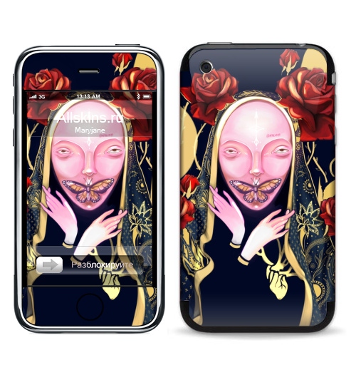Наклейка на Телефон Apple iPhone 3G, 3Gs Инсомния,  купить в Москве – интернет-магазин Allskins, красота, современное, демоны, кукла, ба, бабачка, розы, руки, накидка, человек