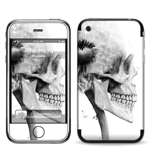 Наклейка на Телефон Apple iPhone 3G, 3Gs ОДУВАНЧ,  купить в Москве – интернет-магазин Allskins, розыгрыш, прикол, череп, скелет, цветы, идея, металл, rock
