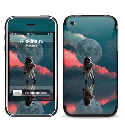 Наклейка на Телефон Apple iPhone 3G, 3Gs Я один,  купить в Москве – интернет-магазин Allskins, космос, космонавтика, одиночество, луна, небо