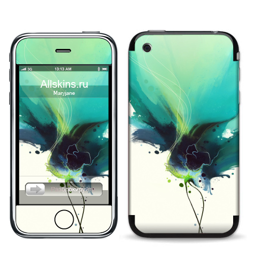 Наклейка на Телефон Apple iPhone 3G, 3Gs Абстрактное растение,  купить в Москве – интернет-магазин Allskins, абстракция, лес, флора, искусство, рисунки, акварель, брызги, краски, цветы