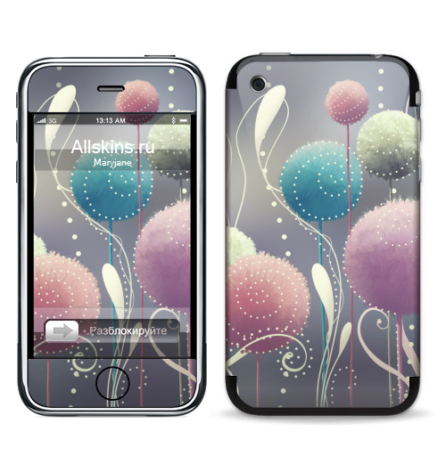 Наклейка на Телефон Apple iPhone 3G, 3Gs Пушистые,  купить в Москве – интернет-магазин Allskins, абстракция, мягкий, иллюстация, элементы, яркий, мило, нежно, цветы, растение, природа