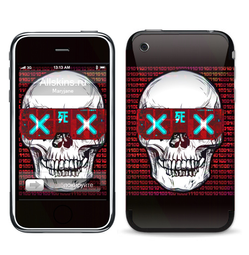 Наклейка на Телефон Apple iPhone 3G, 3Gs Кибер смерть,  купить в Москве – интернет-магазин Allskins, киберпанк, череп, гики