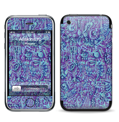Наклейка на Телефон Apple iPhone 3G, 3Gs В мирских вещах,  купить в Москве – интернет-магазин Allskins, абстракция, абстрация, текстура, голубой, фиолетовый