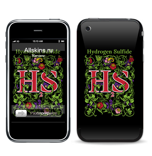 Наклейка на Телефон Apple iPhone 3G, 3Gs Сероводород,  купить в Москве – интернет-магазин Allskins, сероводород, химия, цветы, аромат, растение