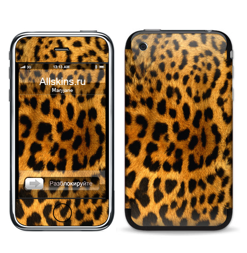 Наклейка на Телефон Apple iPhone 3G, 3Gs Леопардовое манто,  купить в Москве – интернет-магазин Allskins, леопард, текстура, паттерн, 300 Лучших работ