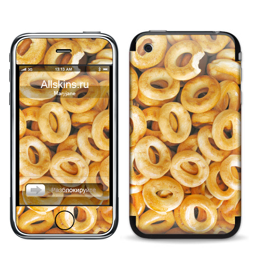 Наклейка на Телефон Apple iPhone 3G, 3Gs Бараночки,  купить в Москве – интернет-магазин Allskins, паттерн, текстура