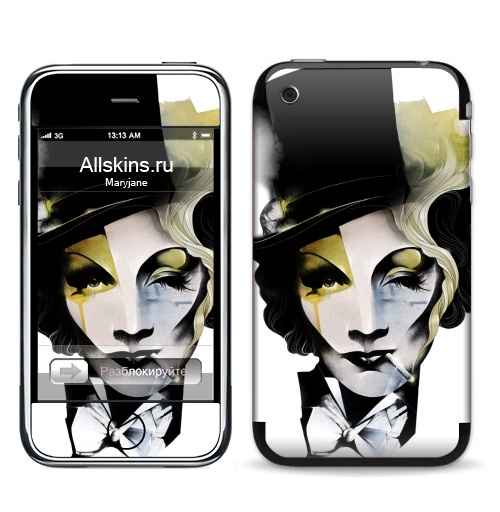 Наклейка на Телефон Apple iPhone 3G, 3Gs Dietrich,  купить в Москве – интернет-магазин Allskins, лицо, девушка, кино, 300 Лучших работ