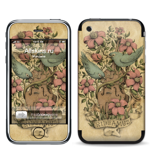 Наклейка на Телефон Apple iPhone 3G, 3Gs Rideamus,  купить в Москве – интернет-магазин Allskins, милые животные, 300 Лучших работ, цветы, птицы, текстура, контрабас, женские