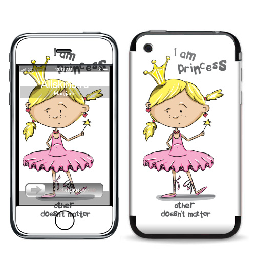 Наклейка на Телефон Apple iPhone 3G, 3Gs I'm princess,  купить в Москве – интернет-магазин Allskins, продажи_надписи, 300 Лучших работ, надписи на английском, 8 марта, волнует, детские, принцесса, надписи
