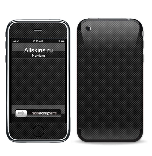 Наклейка на Телефон Apple iPhone 3G, 3Gs Наклейка под карбон,  купить в Москве – интернет-магазин Allskins, полностьючерный, текстура, паттерн