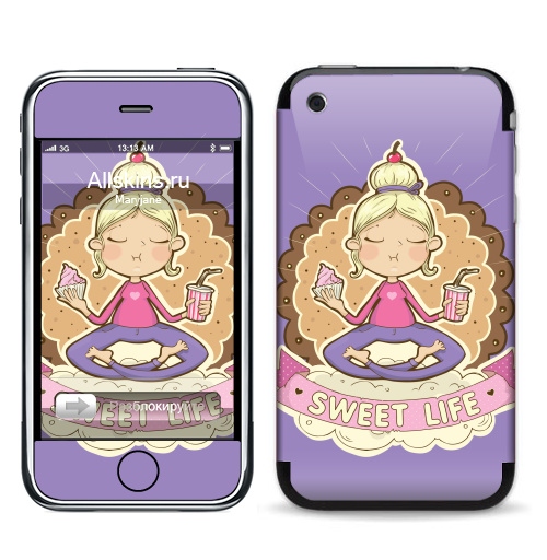Наклейка на Телефон Apple iPhone 3G, 3Gs Sweet ,  купить в Москве – интернет-магазин Allskins, розовый, сладости, детские