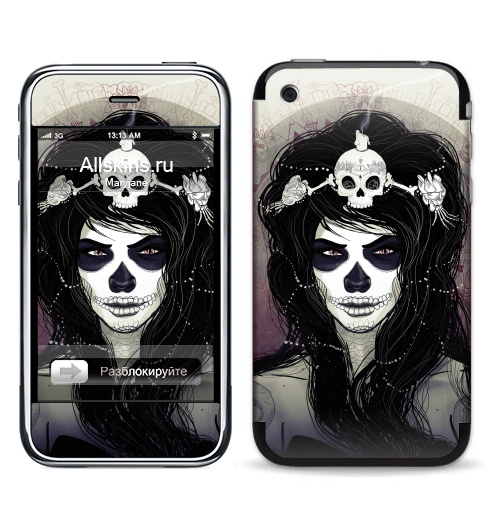 Наклейка на Телефон Apple iPhone 3G, 3Gs Santa Muerte,  купить в Москве – интернет-магазин Allskins, муерте
