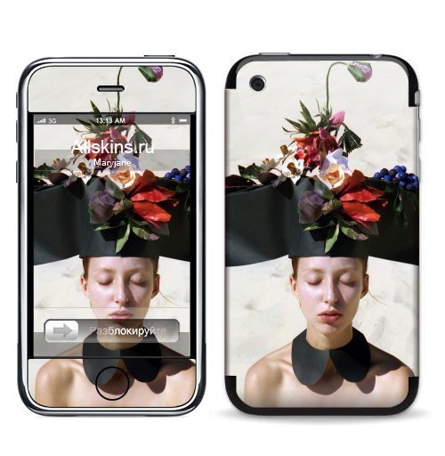 Наклейка на Телефон Apple iPhone 3G, 3Gs Цветочница,  купить в Москве – интернет-магазин Allskins, фотография, отдых, девушка, красота, цветы, сюрреализм