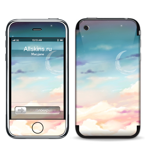 Наклейка на Телефон Apple iPhone 3G, 3Gs Волшебное небо,  купить в Москве – интернет-магазин Allskins, небо, нежно, космос, звезда, луна