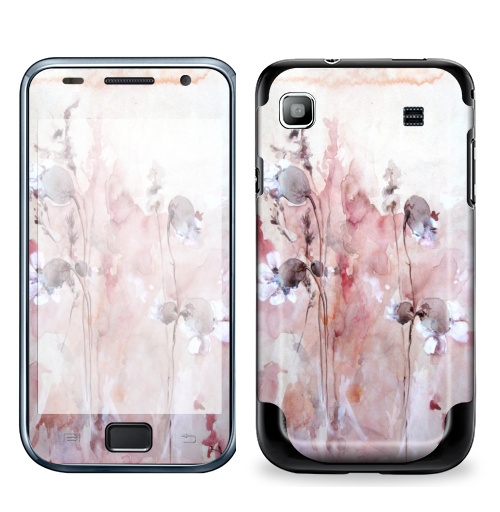 Наклейка на Телефон Samsung Galaxy S Plus Осенние цветы,  купить в Москве – интернет-магазин Allskins, цветокакварель, розовый, цветы, акварель, природа, рисунки, оригинально, нежно