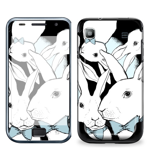Наклейка на Телефон Samsung Galaxy S Plus Boys Bunny,  купить в Москве – интернет-магазин Allskins, заяц, бабочки, зима