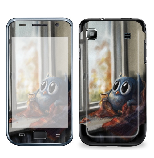 Наклейка на Телефон Samsung Galaxy S Plus Vanilla Owl,  купить в Москве – интернет-магазин Allskins, ваниль, хипстер, сова, птицы, осень, графика, любовь, тренд, 300 Лучших работ