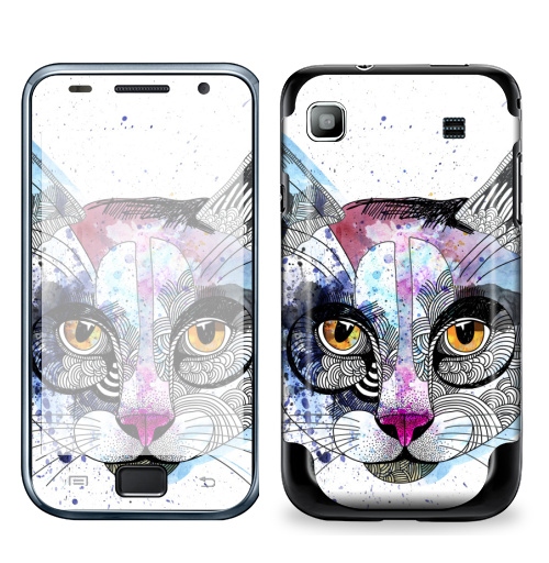 Наклейка на Телефон Samsung Galaxy S Plus Кошка графика,  купить в Москве – интернет-магазин Allskins, милые животные, акварель, персонажи, графика, животные, кошка