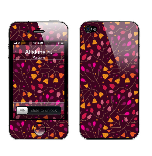 Наклейка на Телефон Apple iPhone 4S, 4 Настроение,  купить в Москве – интернет-магазин Allskins, цветы, букет, весна, лето, венок, природа, колокольчики, ветка