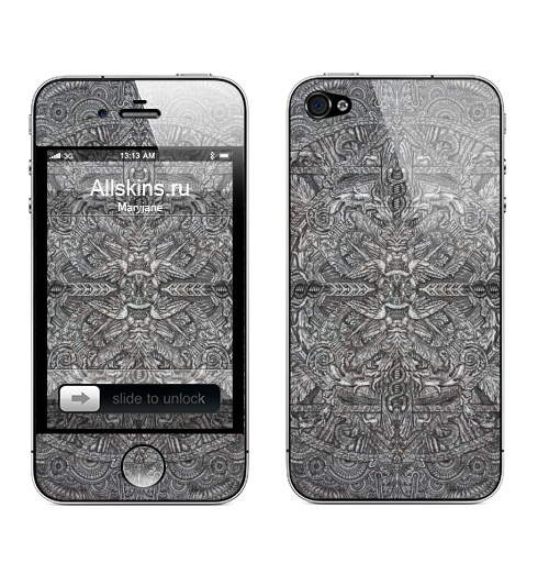 Наклейка на Телефон Apple iPhone 4S, 4 Каменный орнамент,  купить в Москве – интернет-магазин Allskins, узор, паттерн, мандала, бабочки, бражник, графика, готика
