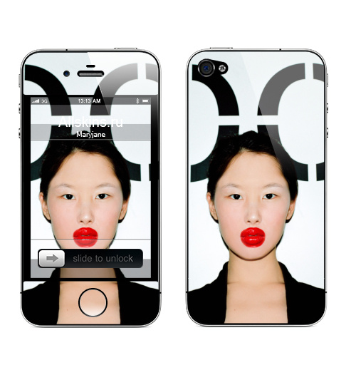Наклейка на Телефон Apple iPhone 4S, 4 Японка,  купить в Москве – интернет-магазин Allskins, губы, лицо, губищи, красный, секс