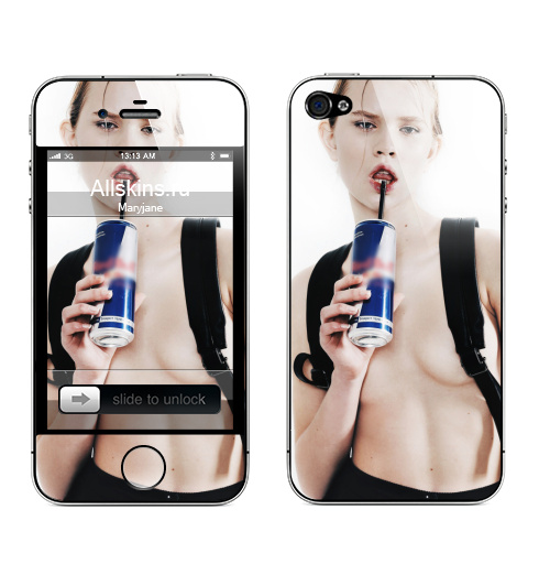 Наклейка на Телефон Apple iPhone 4S, 4 Девочка с трубочкой,  купить в Москве – интернет-магазин Allskins, модели, секс, фотография